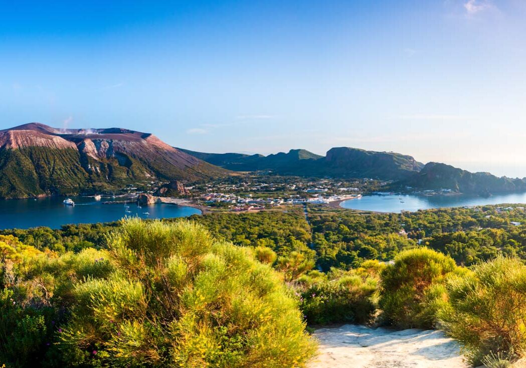 Panoramic view of Vulcano in the aeolian island a volcanic archi